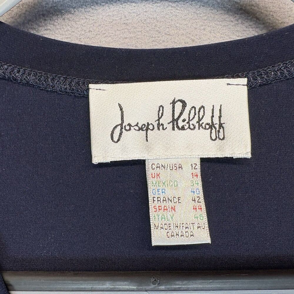 Joseph Ribkoff Womens Top Size 12 Navy Blue Tunic V Neck 3/4 Sleeve - Picture 3 of 3